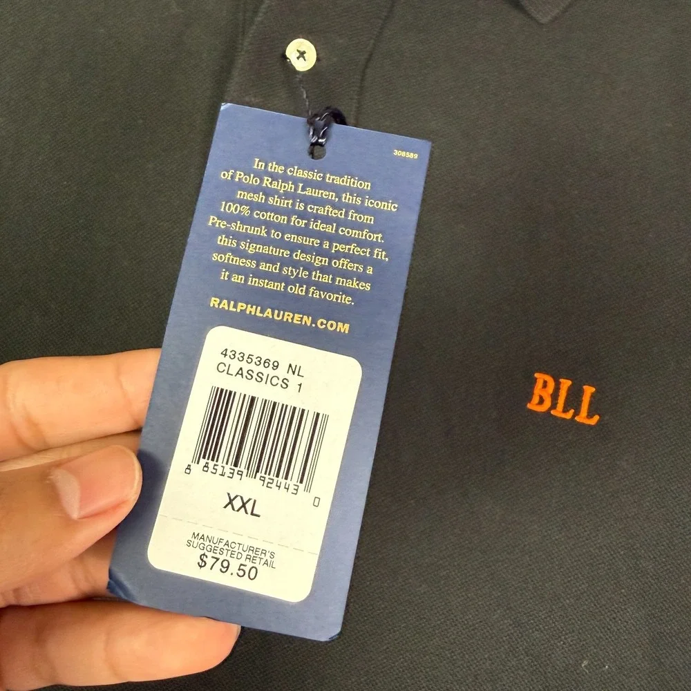 Polo Ralph Lauren Mesh Pique Polo Shirt Mens 2XL Black Classic Embroidered NEW